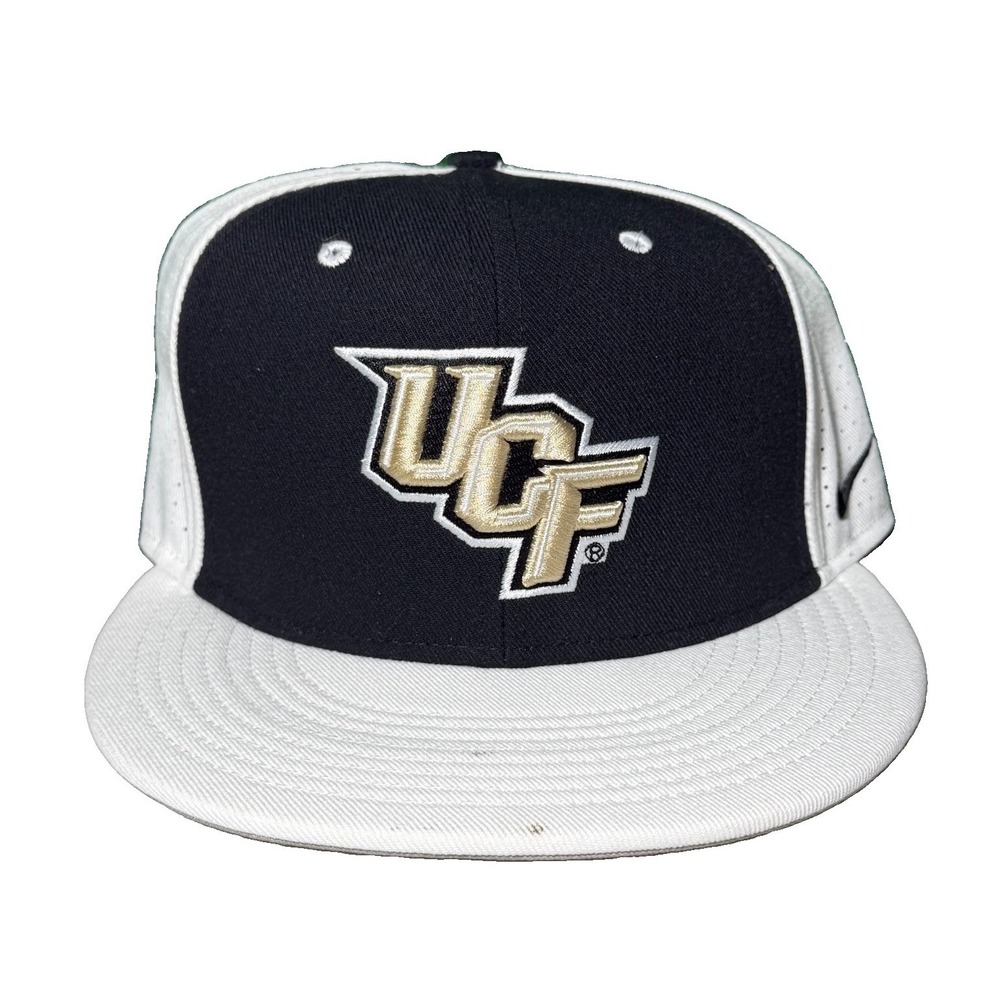 UCF Knights Football Hat Nike Dri- Fit NCAA Mens Sz 7 3/8 White/Black Fitted Cap